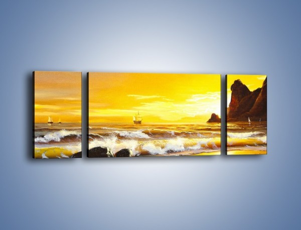Obraz na płótnie – Morski krajobraz w zachodzącym słońcu – trzyczęściowy GR476W5