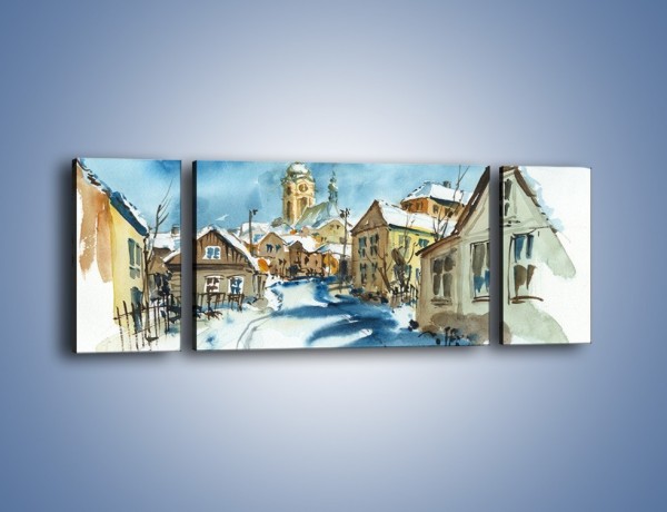 Obraz na płótnie – Miasto uśpione zimą – trzyczęściowy GR557W5