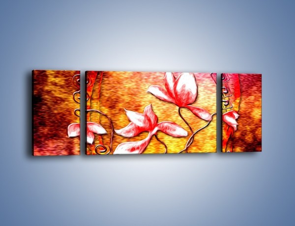 Obraz na płótnie – Kwiaty i ogień – trzyczęściowy GR565W5