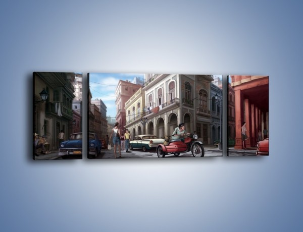 Obraz na płótnie – Codzienne życie na kubie – trzyczęściowy GR627W5