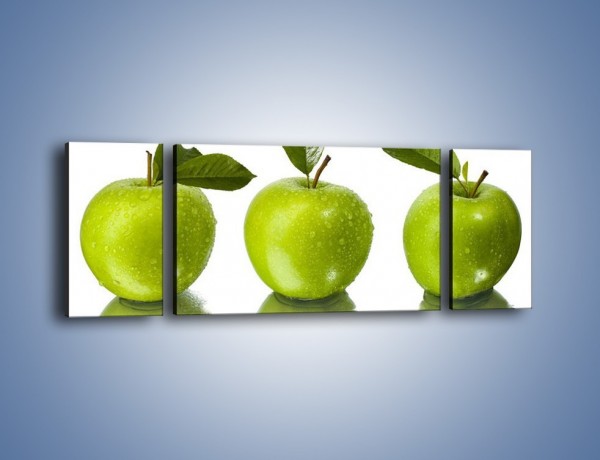 Obraz na płótnie – Świeżo umyte zielone jabłka – trzyczęściowy JN047W5