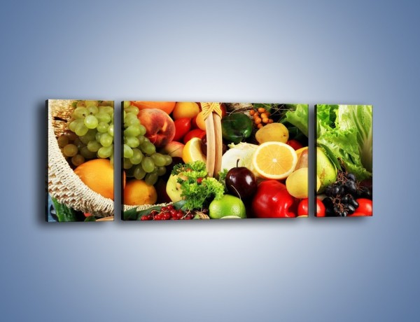 Obraz na płótnie – Kosz pełen owocowo-warzywnego zdrowia – trzyczęściowy JN059W5