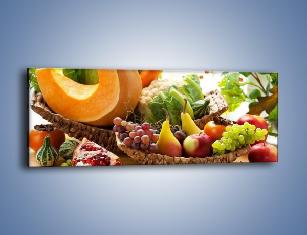 Obraz na płótnie – Owocowy stół w kolorach tęczy – jednoczęściowy panoramiczny JN305