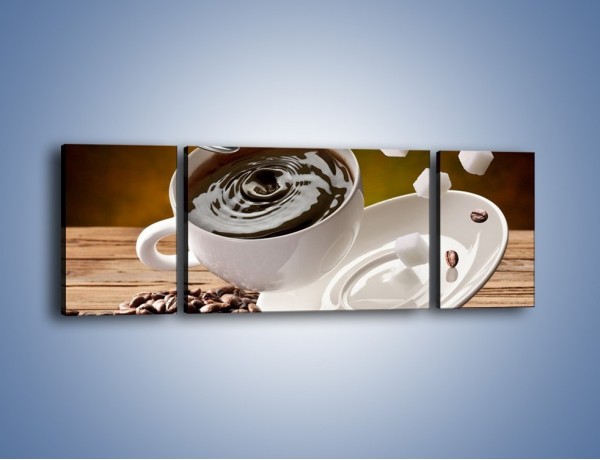 Obraz na płótnie – Kawowe szaleństwo na stole – trzyczęściowy JN315W5