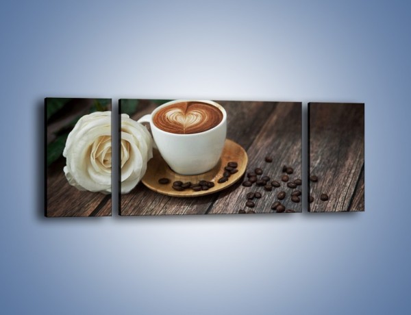 Obraz na płótnie – Kawa z różą – trzyczęściowy JN319W5
