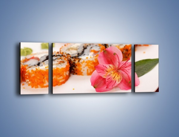 Obraz na płótnie – Sushi z kwiatem – trzyczęściowy JN354W5