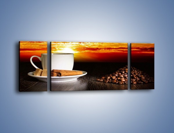 Obraz na płótnie – Kawa przy zachodzie słońca – trzyczęściowy JN366W5
