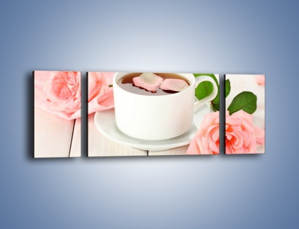Obraz na płótnie – Herbata wśród róż – trzyczęściowy JN369W5