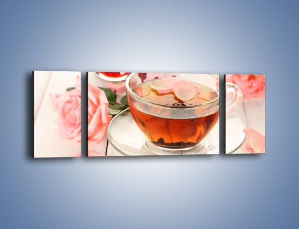 Obraz na płótnie – Herbata z płatkami róż – trzyczęściowy JN370W5