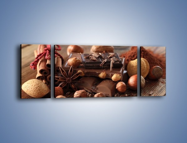 Obraz na płótnie – Orzechowo-czekoladowe uniesienie – trzyczęściowy JN376W5