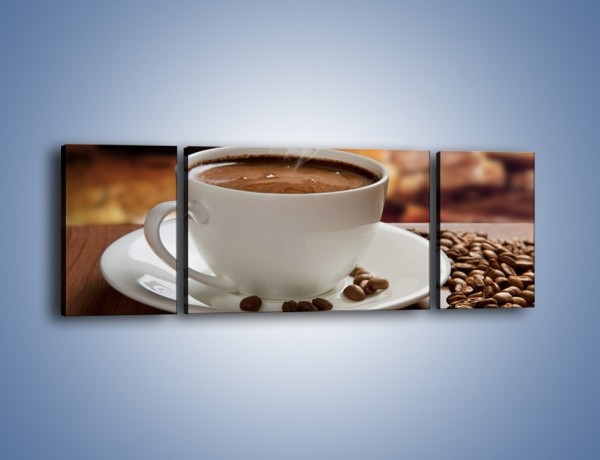 Obraz na płótnie – Kawa przy kominku – trzyczęściowy JN385W5