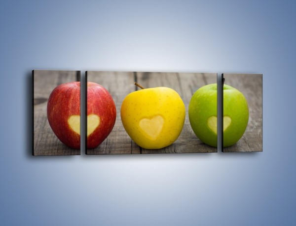 Obraz na płótnie – Miłość do jabłek – trzyczęściowy JN410W5