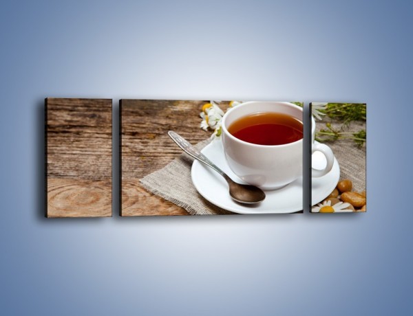Obraz na płótnie – Herbata wśród stokrotek – trzyczęściowy JN413W5