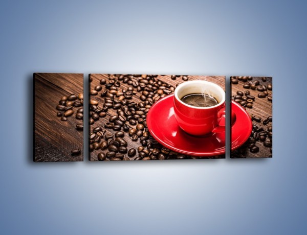Obraz na płótnie – Kawa w czerwonej filiżance – trzyczęściowy JN441W5