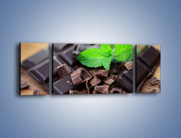 Obraz na płótnie – Połamana czekolada z miętą – trzyczęściowy JN442W5