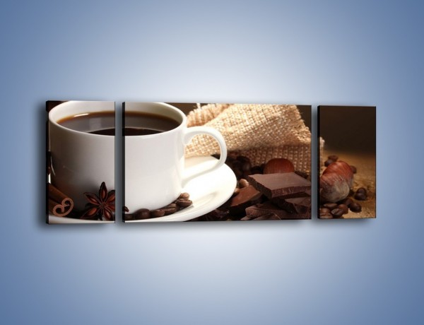 Obraz na płótnie – Kawa z dodatkiem czekolady – trzyczęściowy JN453W5