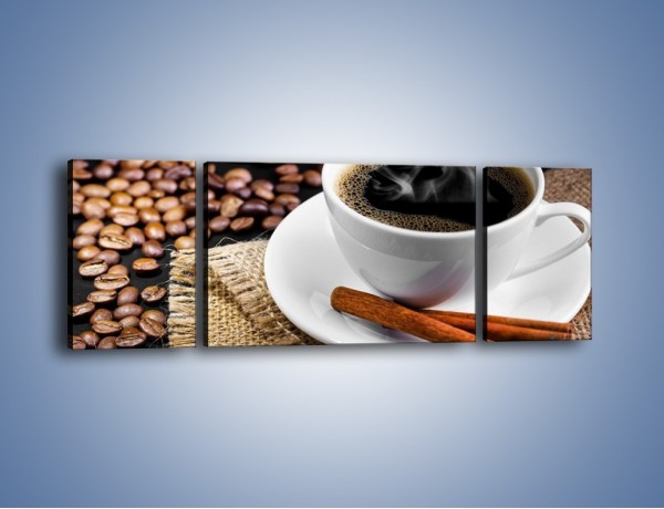 Obraz na płótnie – Kawa z cynamonową laską – trzyczęściowy JN456W5
