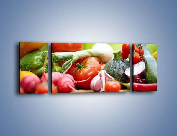 Obraz na płótnie – Warzywne kombinacje na stole – trzyczęściowy JN481W5
