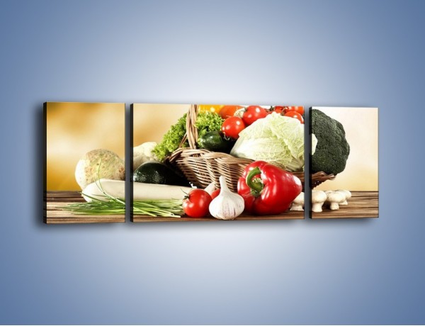Obraz na płótnie – Kosz po brzegi wypełniony warzywami – trzyczęściowy JN484W5