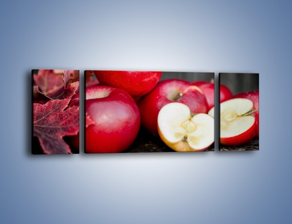 Obraz na płótnie – Czerwone jabłka późną jesienią – trzyczęściowy JN619W5