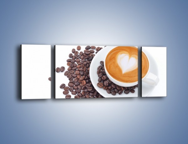 Obraz na płótnie – Miłość i kawa na białym tle – trzyczęściowy JN633W5