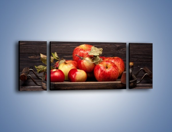 Obraz na płótnie – Dojrzałe jabłka na stole – trzyczęściowy JN653W5