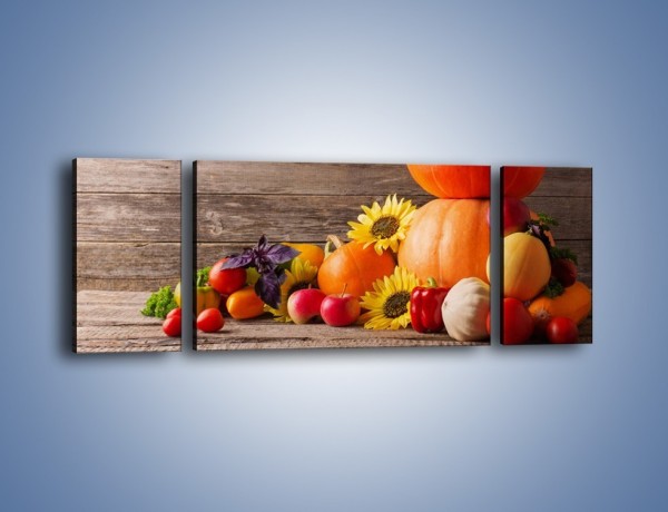 Obraz na płótnie – Dynia wśród warzyw – trzyczęściowy JN702W5