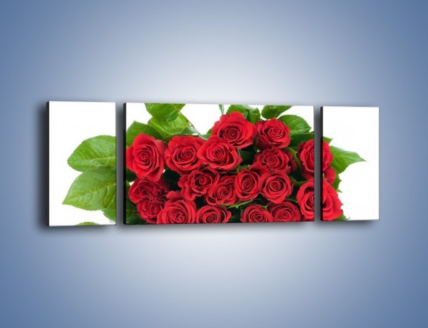 Obraz na płótnie – Idealna wiązanka czerwonych róż – trzyczęściowy K018W5