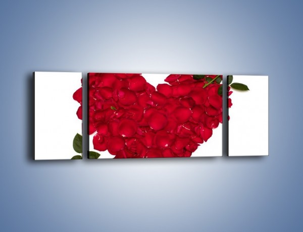 Obraz na płótnie – Różane serce dla ukochanej – trzyczęściowy K042W5