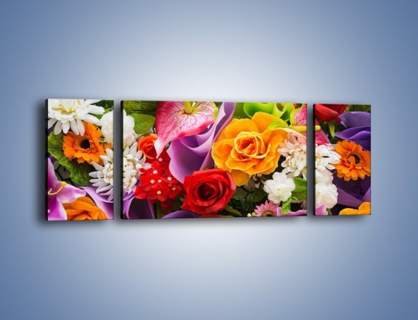 Obraz na płótnie – Kwiaty w kolorze tęczy – trzyczęściowy K462W5