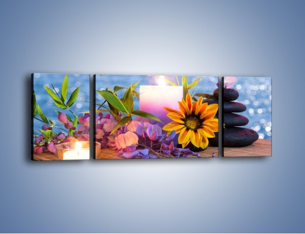 Obraz na płótnie – Kolacja wśród kwiatów – trzyczęściowy K655W5