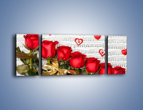 Obraz na płótnie – Miłosne melodie wśród róż – trzyczęściowy K717W5