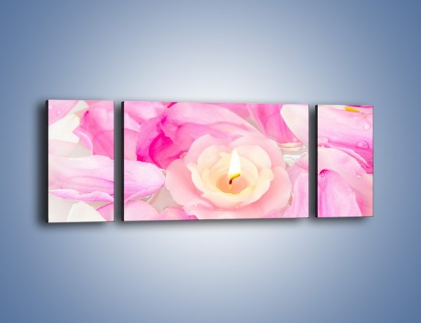 Obraz na płótnie – Pływająca różana świeczka – trzyczęściowy K746W5
