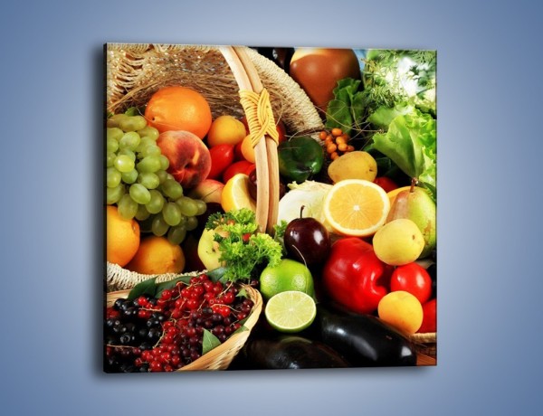 Obraz na płótnie – Kosz pełen owocowo-warzywnego zdrowia – jednoczęściowy kwadratowy JN059