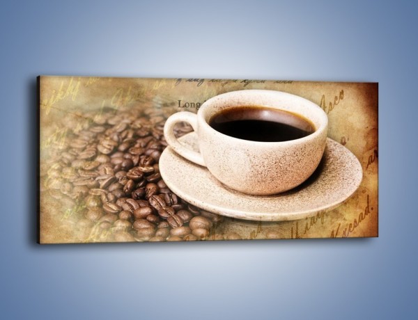 Obraz na płótnie – List przy filiżance kawy – jednoczęściowy panoramiczny JN347