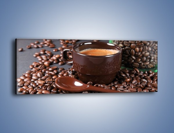 Obraz na płótnie – Kawa w ciemnej filiżance – jednoczęściowy panoramiczny JN348