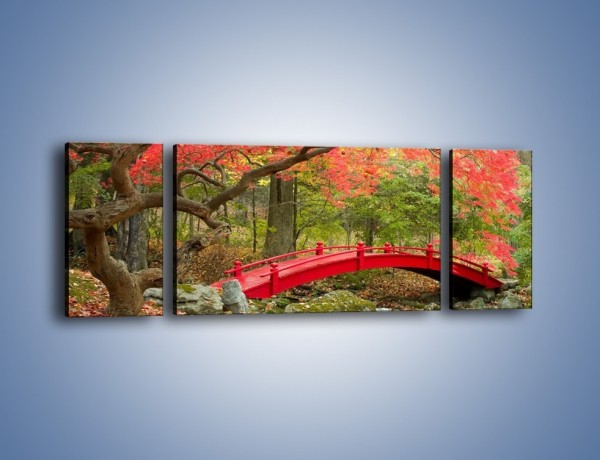 Obraz na płótnie – Czerwony most czy czerwone drzewo – trzyczęściowy KN1122AW5