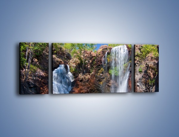 Obraz na płótnie – Wodospad duży i mały – trzyczęściowy KN210W5
