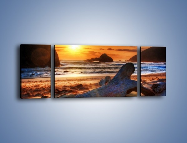 Obraz na płótnie – Urok plaży o zachodzie słońca – trzyczęściowy KN757W5
