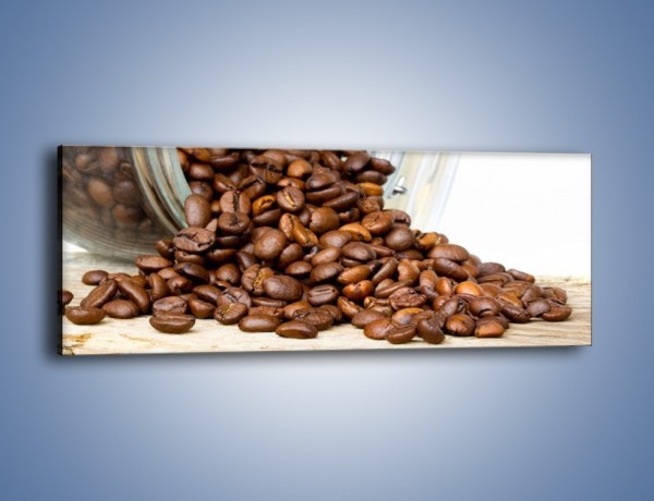 Obraz na płótnie – Ziarna kawy w słoiku – jednoczęściowy panoramiczny JN368