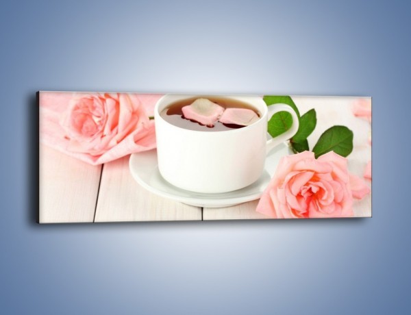 Obraz na płótnie – Herbata wśród róż – jednoczęściowy panoramiczny JN369