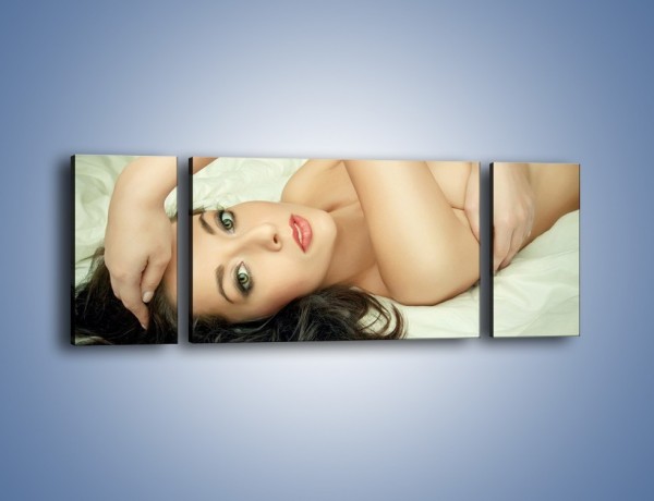 Obraz na płótnie – Kobieta w łóżku – trzyczęściowy L133W5