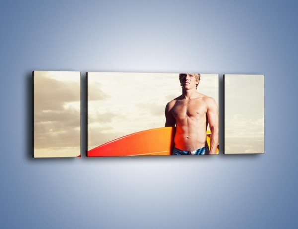 Obraz na płótnie – Wyrzeźbione ciało surfera – trzyczęściowy L190W5