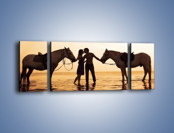 Obraz na płótnie – Miłość morze i konie – trzyczęściowy L253W5