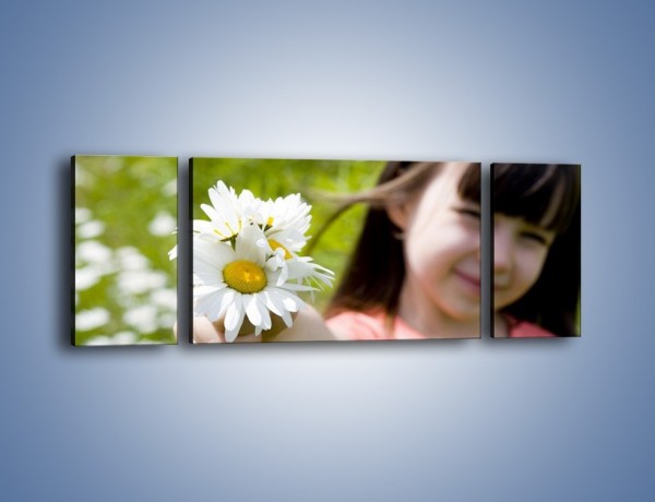Obraz na płótnie – Kwiatki od małej dziewczynki – trzyczęściowy L255W5