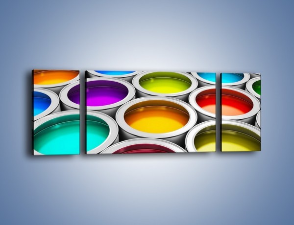 Obraz na płótnie – Paleta kolorowych pojemniczków – trzyczęściowy O253W5