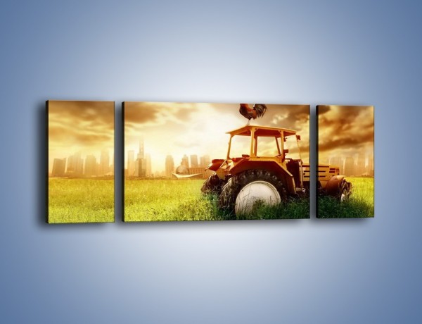 Obraz na płótnie – Traktor w trawie – trzyczęściowy TM031W5