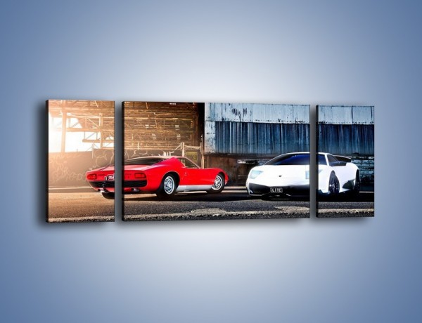 Obraz na płótnie – Lamborghini Miura S 1969 i Murcielago – trzyczęściowy TM119W5