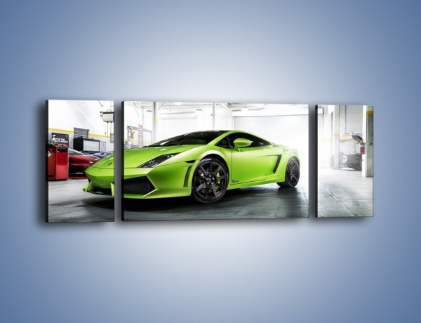Obraz na płótnie – Lamborghini Gallardo w garażu – trzyczęściowy TM205W5