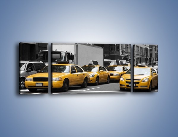 Obraz na płótnie – Amerykańskie taksówki w korku ulicznym – trzyczęściowy TM219W5